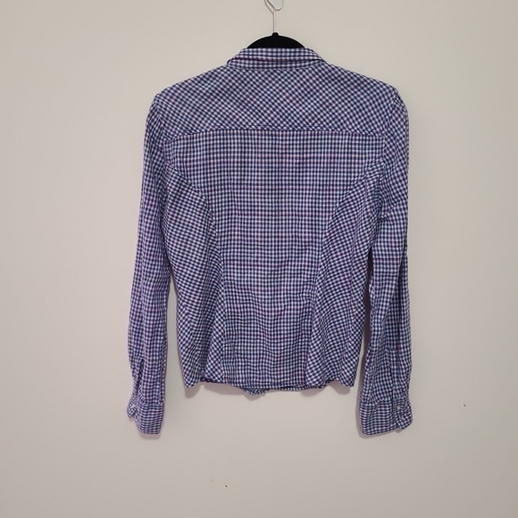 Guess Womens Button Down Shirt Sz L Gingham Check Barbie Western Pink Blue  - Picture 8 of 14